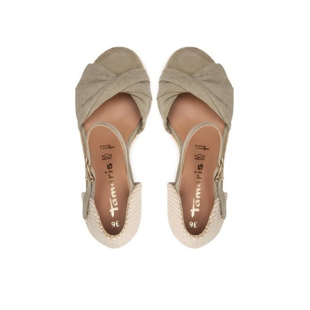 Tamaris Women's Light Moss Levada Twist Suede Leather Espadrilles Wedge 7.5